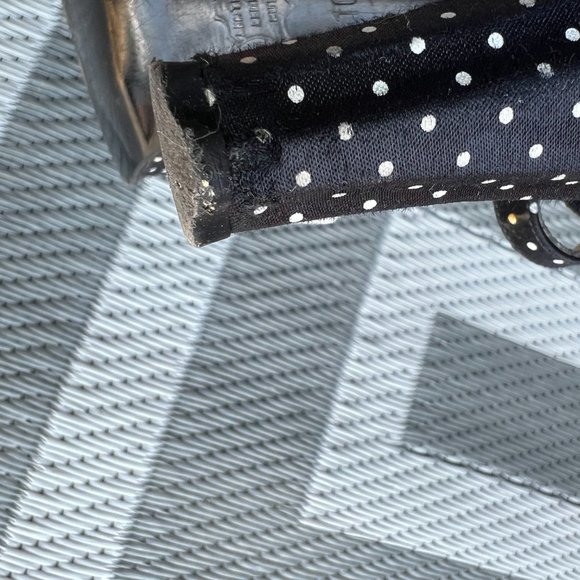 Charles Jourdan Polka Dot Platform Heel Peep Toe Sandals Black Size 10 - Picture 11 of 11